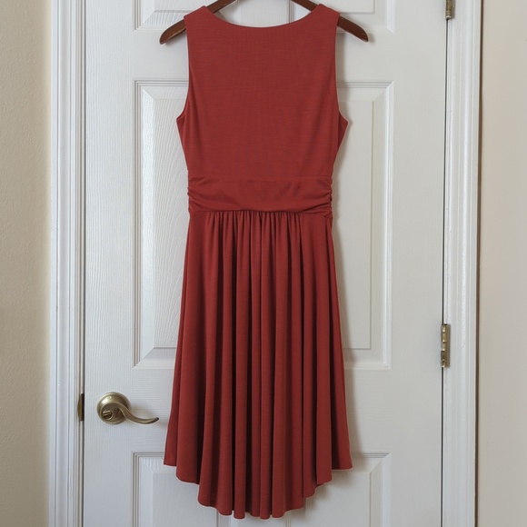 Maeve by Anthropologie Nora Textured Sleeveless Faux Wrap A-line Dress Rust XS - Picture 10 of 15